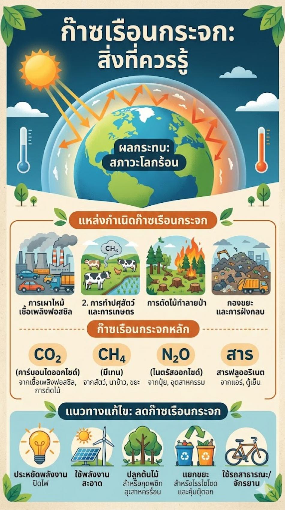 โปสเตอร์ประชาสัมพันธ์เกี่ยวกับก๊าซเรือนกระจก 